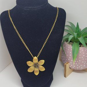 26" - 6 Petal Antique Gold Flower Necklace